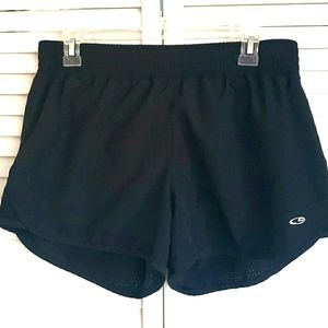 CHAMPION Black Running Shorts, Large